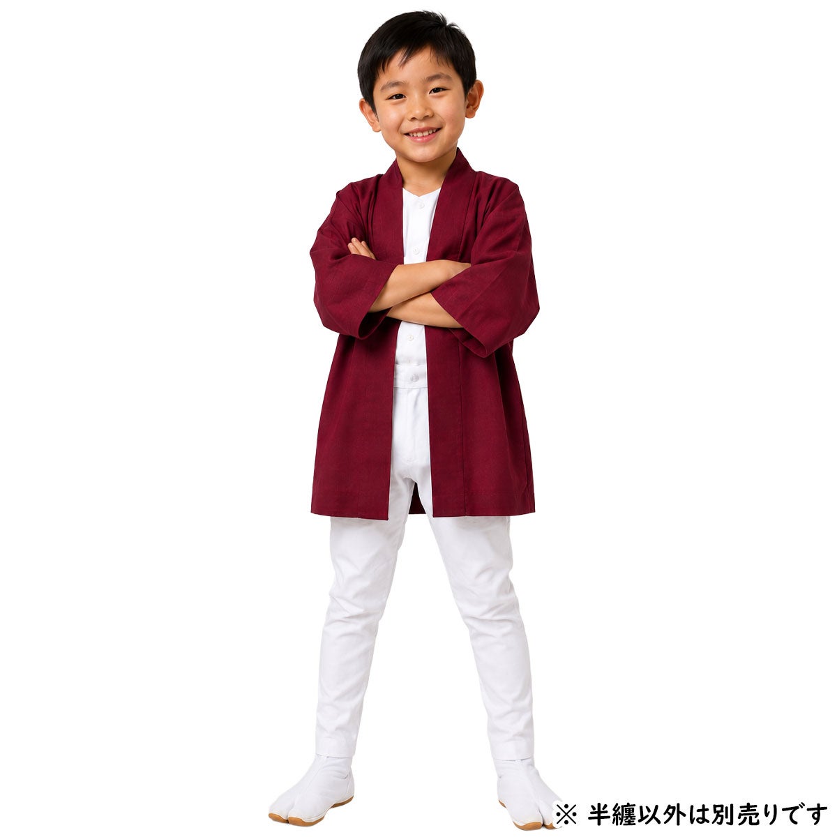 子供用 無地半纏 エンジ色 スラブ生地 1号 1～3歳用