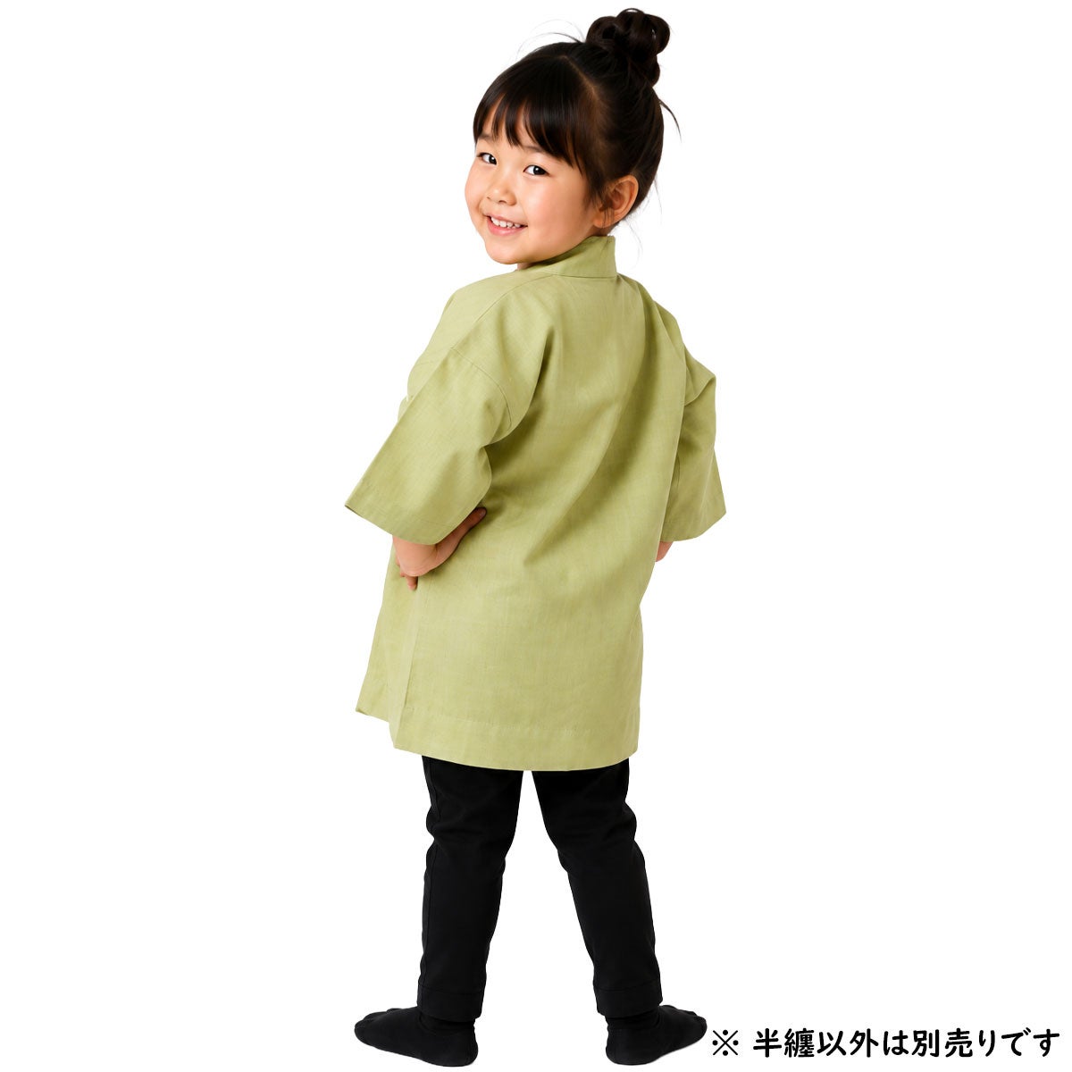 子供用 無地半纏 うぐいす色 スラブ生地 2号 4～6歳用
