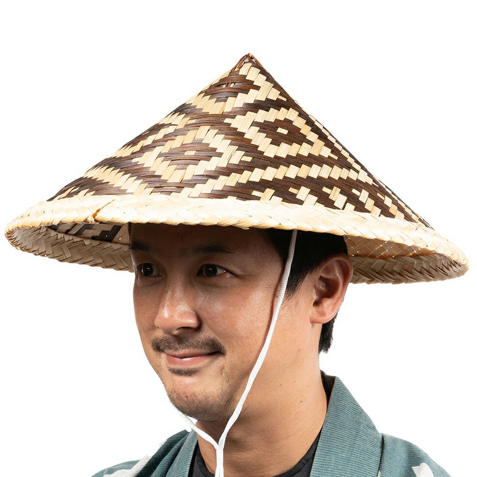 模様入り竹笠 ゴトク・あご紐付き 大人用サイズ | 祭り用品専門店の祭