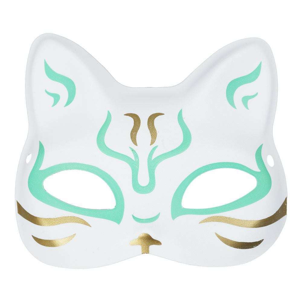 お面 猫面 紅白 房付き プラスチック製 | 祭り用品専門店の祭すみたや