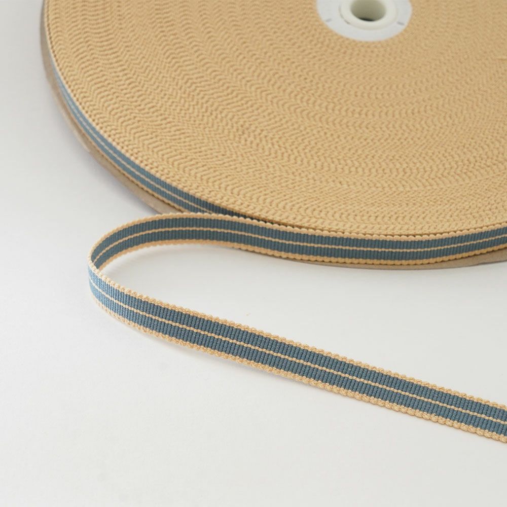 箱紐・平紐 一巻（60m） #221 白にオレンジ2重線 幅:12mm | 祭り用品