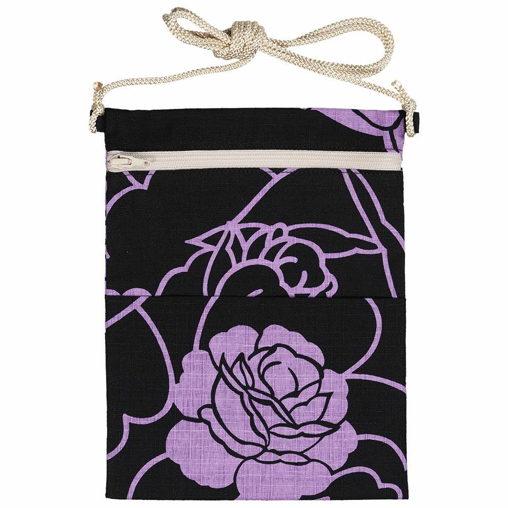 お祭りポシェット 縦長ポーチ 薔薇 ふじ色 | 祭り用品専門店の祭すみたや