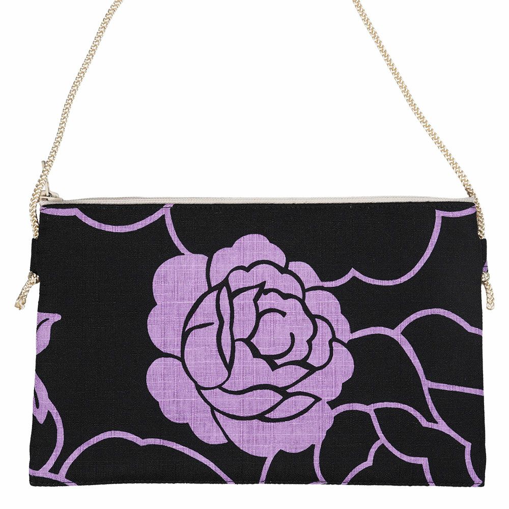 お祭りポシェット 縦長ポーチ 薔薇 ふじ色 | 祭り用品専門店の祭すみたや