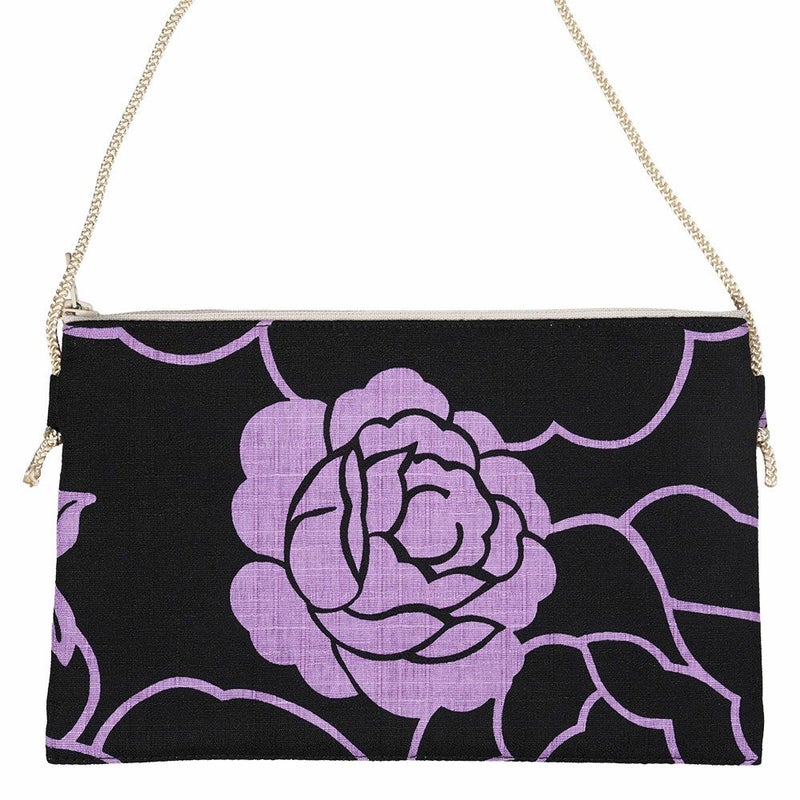 スマホ操作対応お祭りポーチ　薔薇　ふじ色