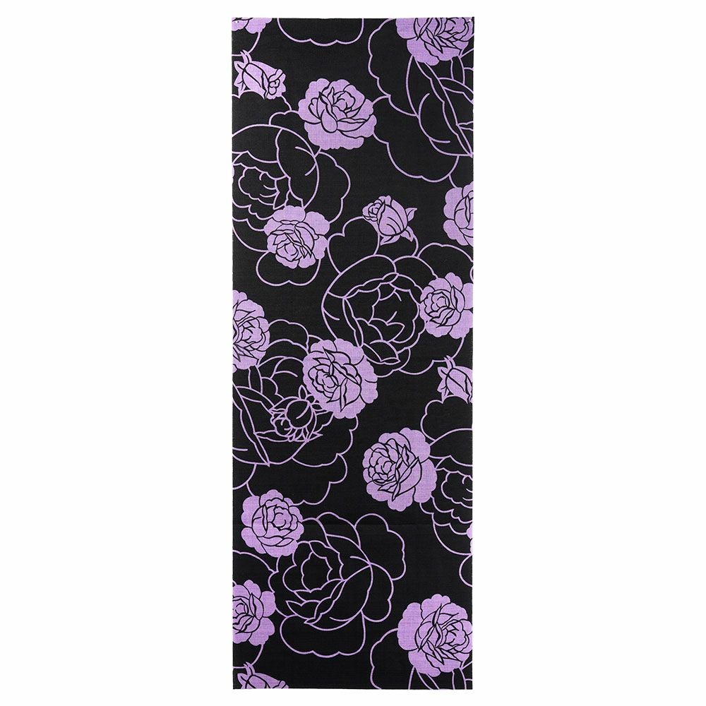 東京小粋　プリント手ぬぐいサイズ生地　薔薇　ふじ色