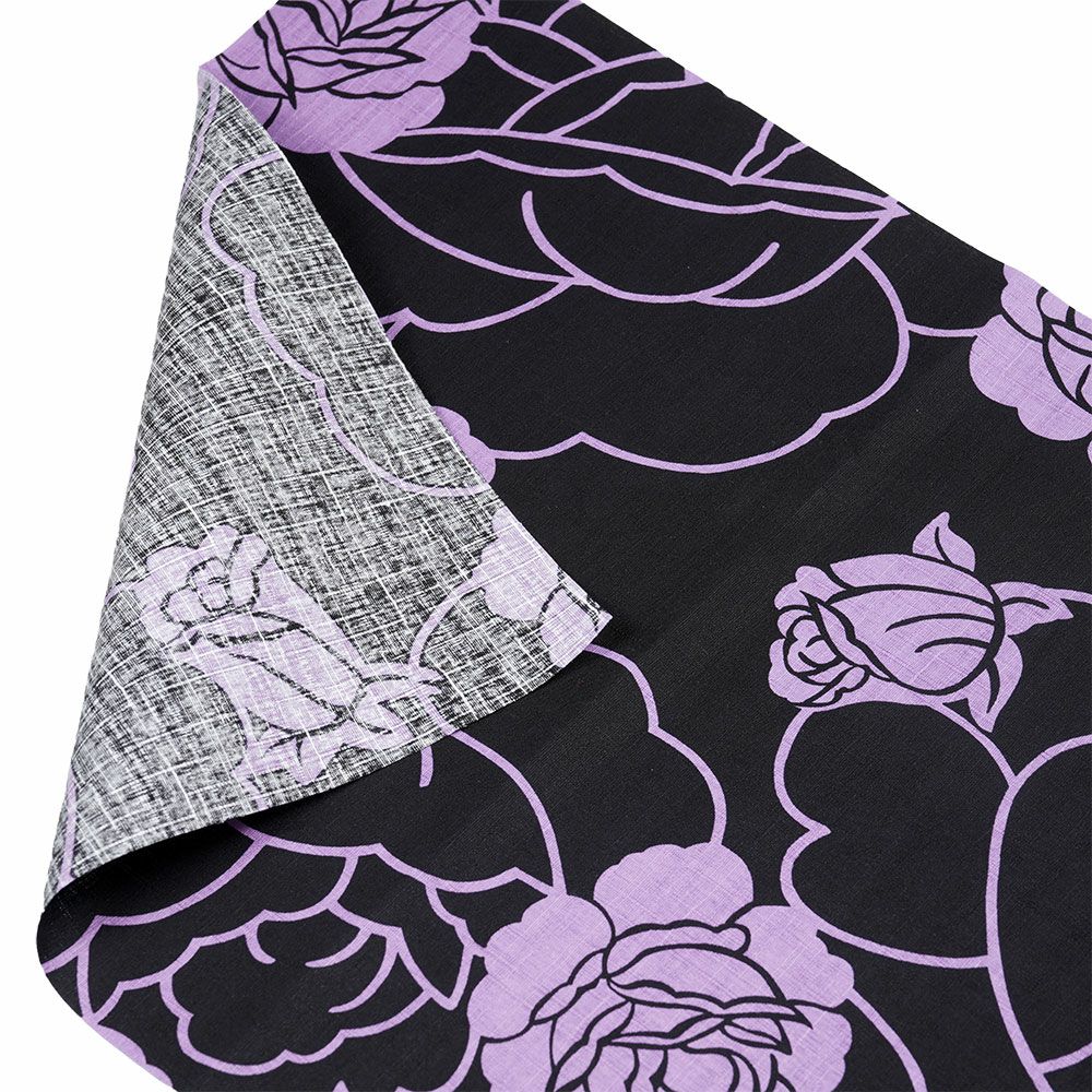 東京小粋　プリント手ぬぐいサイズ生地　薔薇　ふじ色