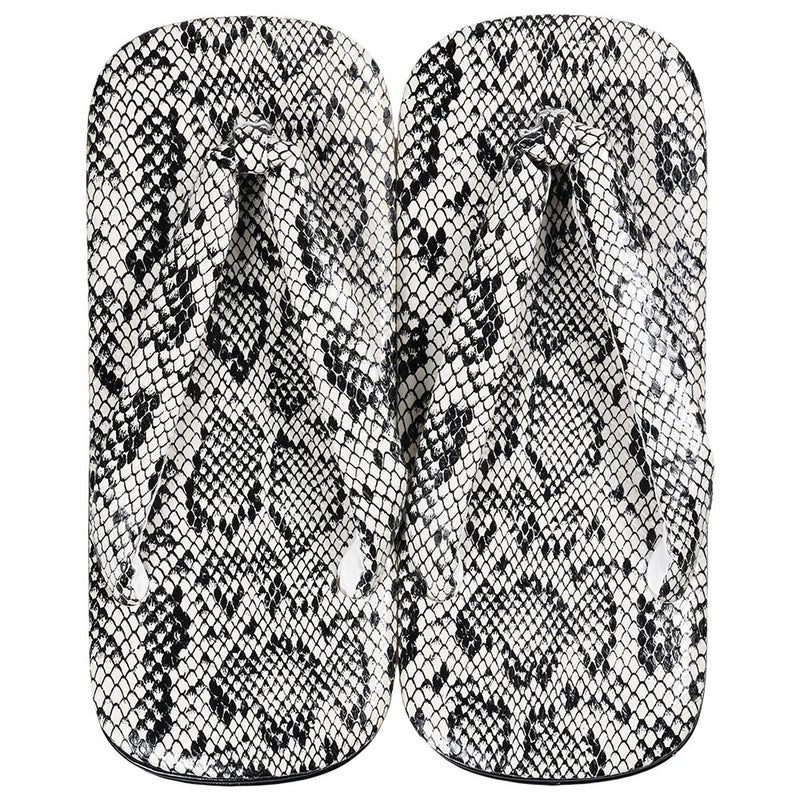 オールヘビ柄ビニール雪駄　白　雪駄底金具付き　SSサイズ