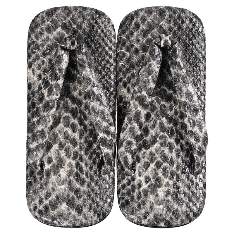 オールヘビ柄ビニール雪駄　黒　雪駄底金具付き　SSサイズ