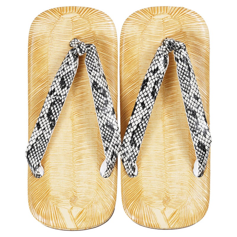 ヘビ柄鼻緒　白　ビニール雪駄　雪駄底金具付き　SSサイズ