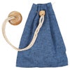 腰下げ巾着袋　ブルー紬