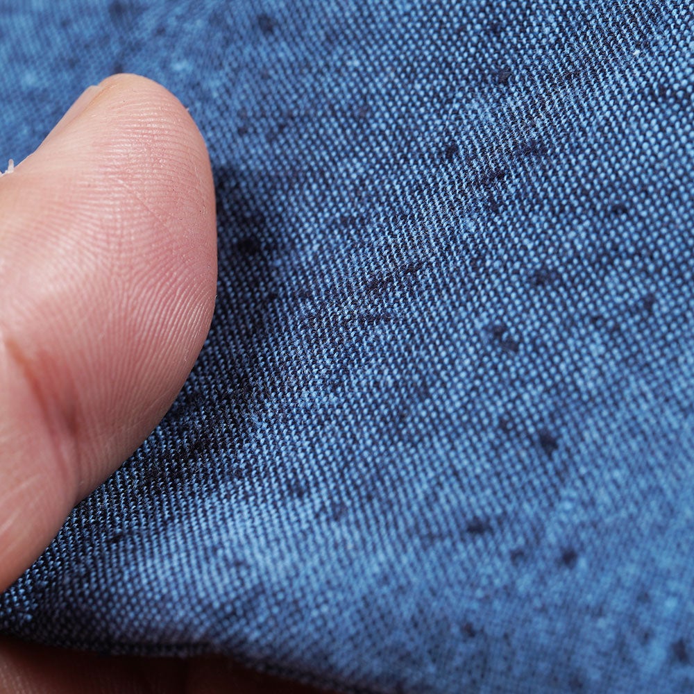 腰下げ巾着袋　ブルー紬