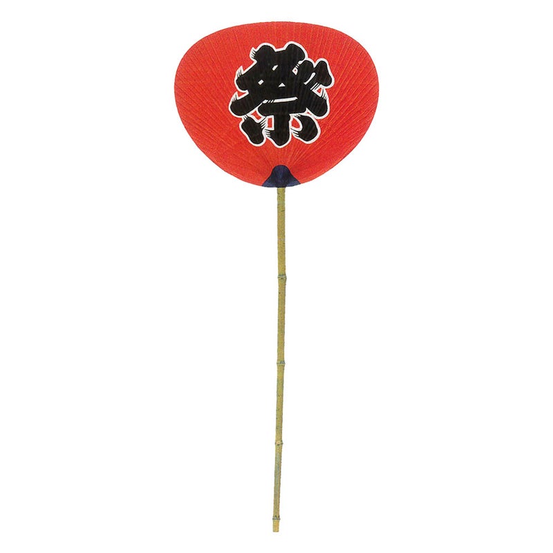 特大うちわ No.8133 尺3丸柄万月柄長 祭 赤地