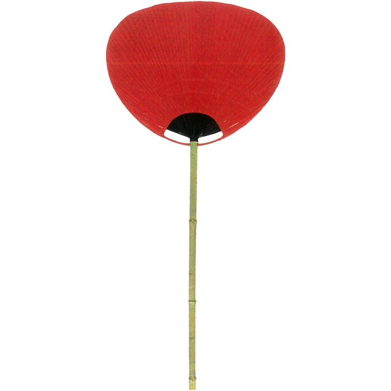 特大うちわ No.8131 尺6丸柄万月柄長 元黒 ニス引 赤