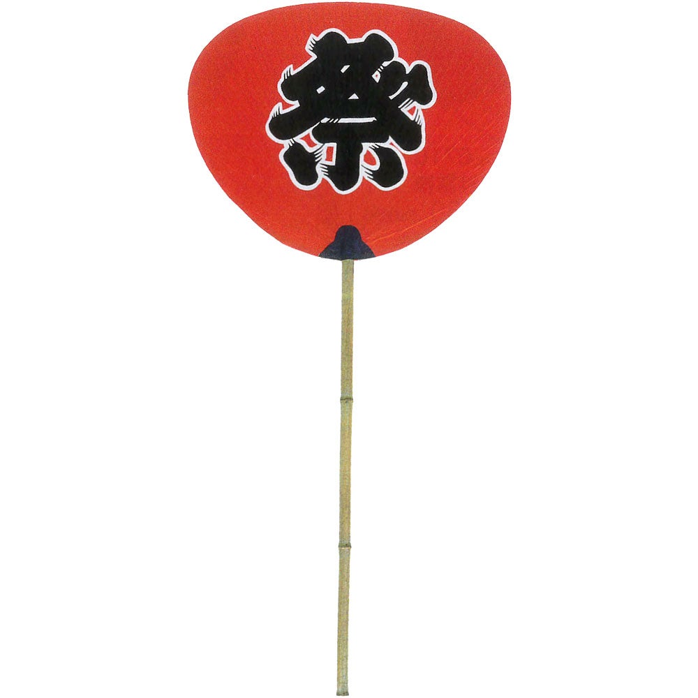 特大うちわ No.8135 尺6丸柄万月柄長 祭 赤字