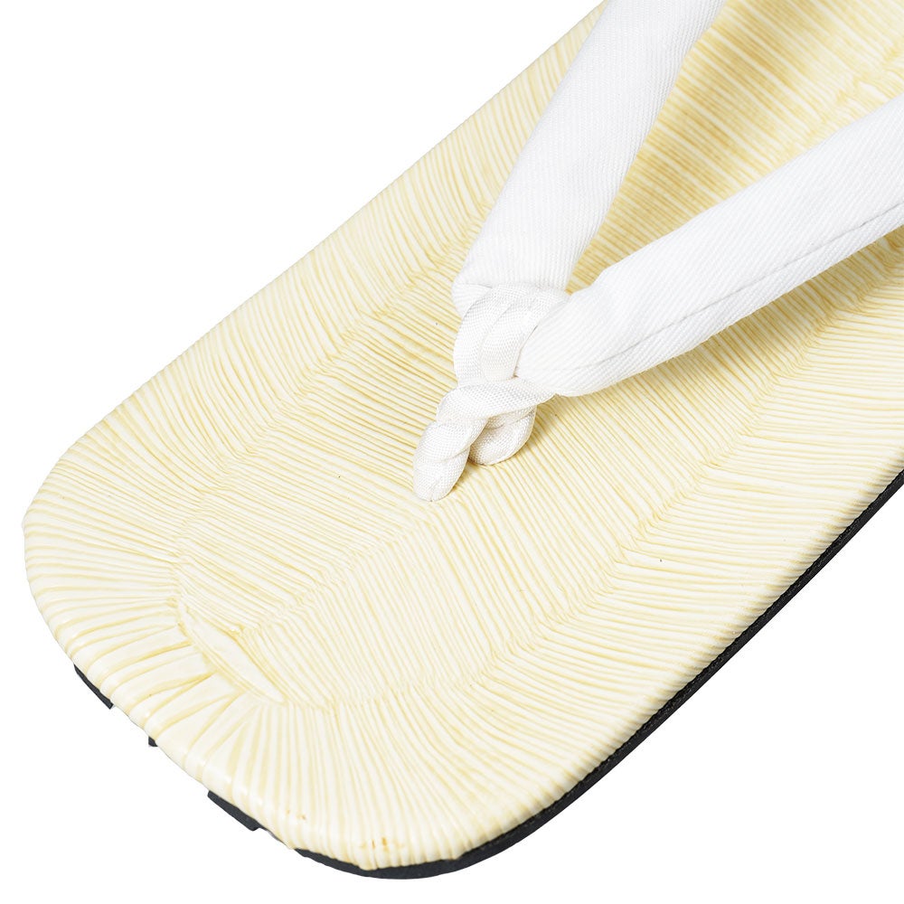 つぼ下りビニール雪駄　白鼻緒 先反り タイヤ底 並大細（約24.0cm / 7寸7分）