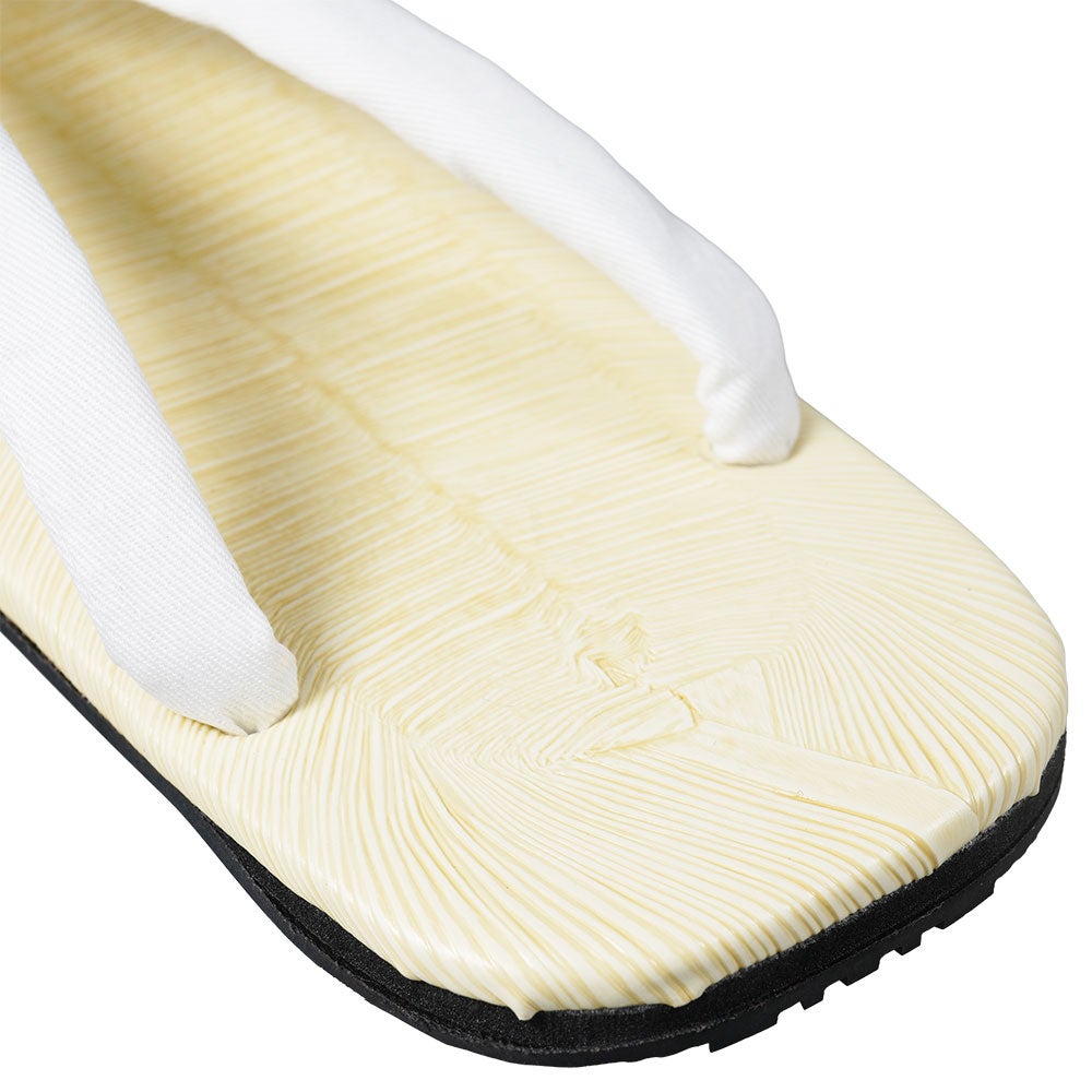 つぼ下りビニール雪駄　白鼻緒 先反り タイヤ底 並大細（約24.0cm / 7寸7分）