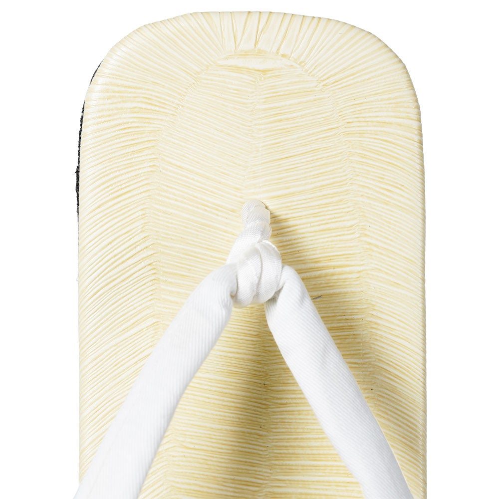 つぼ下りビニール雪駄　白鼻緒 先反り タイヤ底 並大細（約24.0cm / 7寸7分）