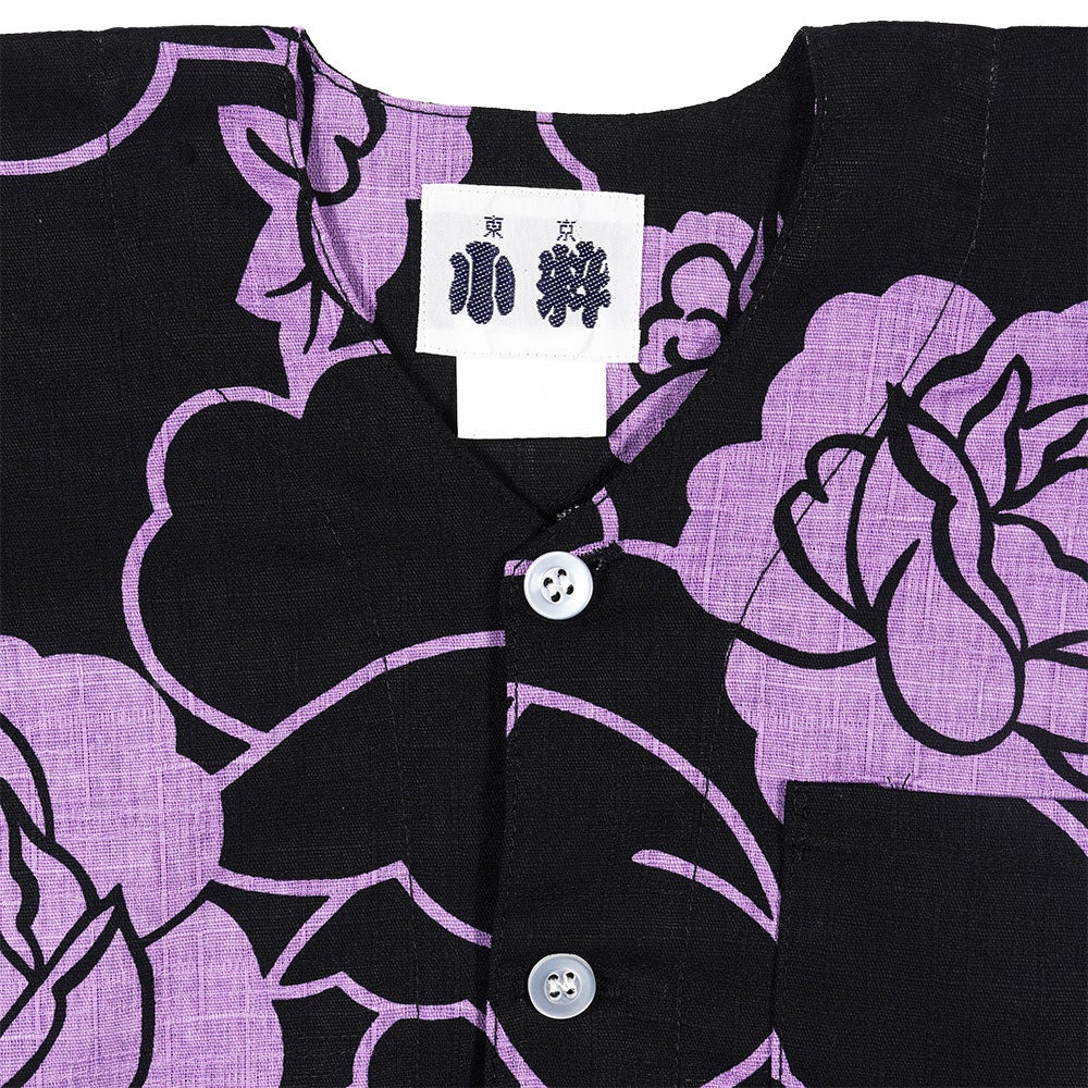 東京小粋　子供用　鯉口シャツ　薔薇　ふじ色　4号・5号