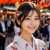 祭り髪飾り 獅子舞 紫 ヘアクリップ付き
