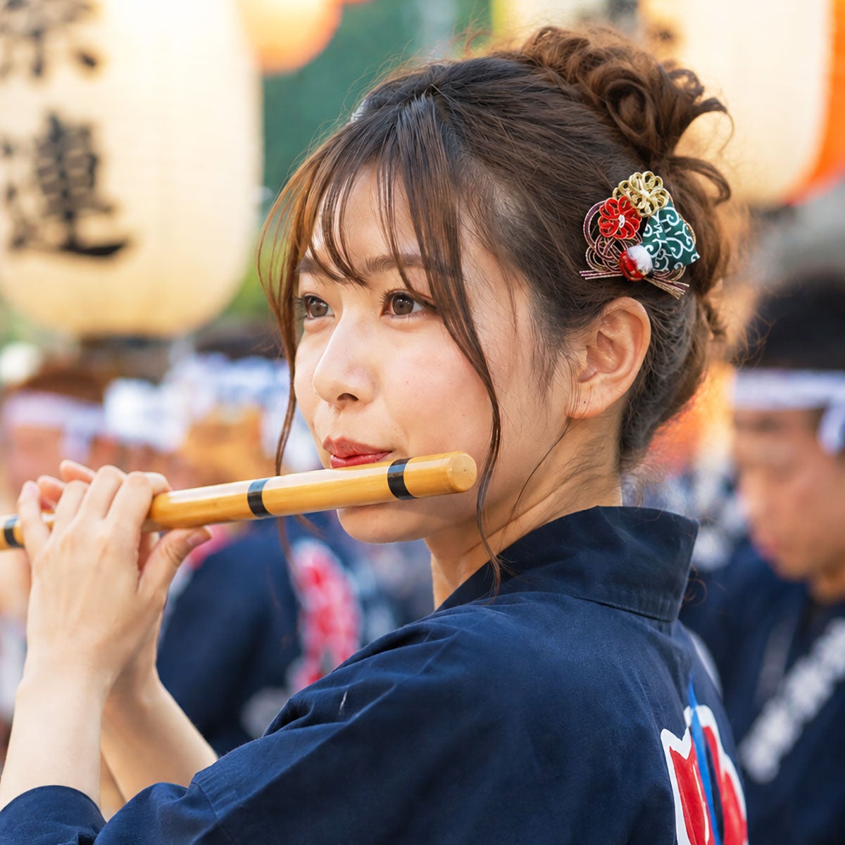 祭り髪飾り 獅子舞 赤色 ヘアクリップ付き