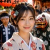 祭り髪飾り 獅子舞 緑色 ヘアクリップ付き