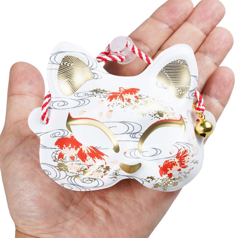 髪飾り用　ミニお面　猫面　金魚　白　プラスチック製